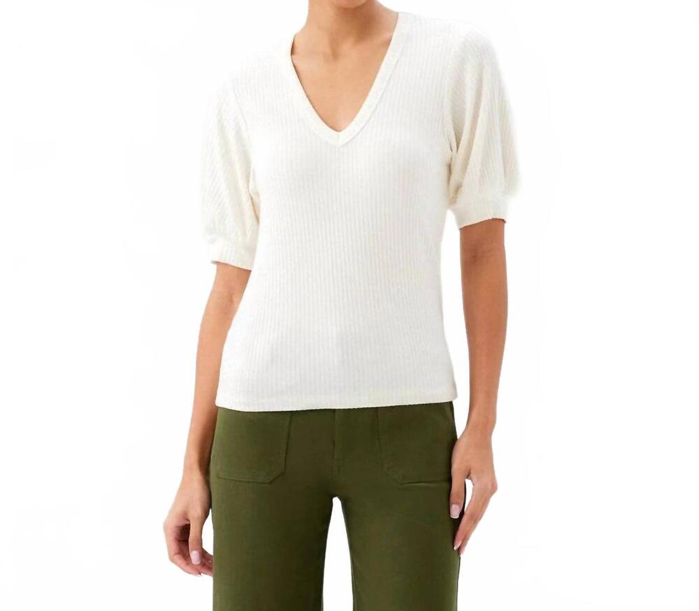 NEW KAREN KANE ribbed short sleeve top in cream